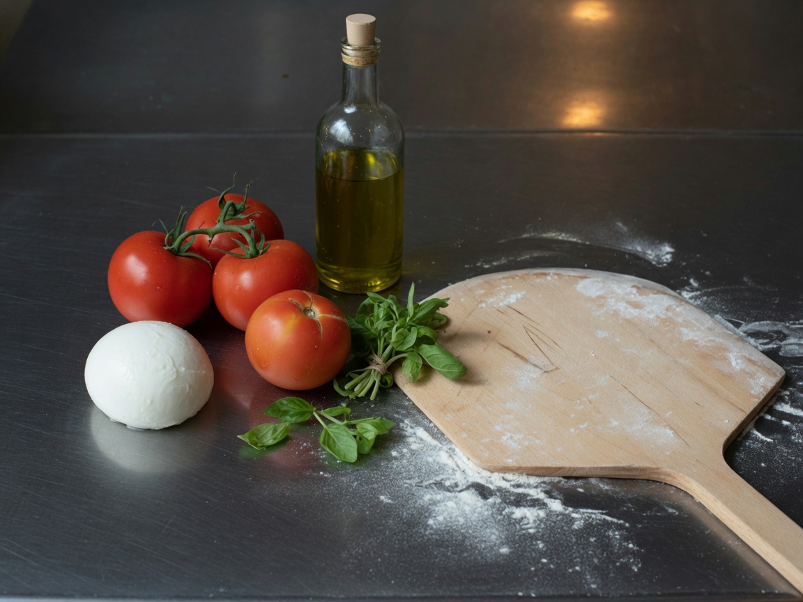 Fresh mozzarella, tomatoes, basil, garlic, olive oil